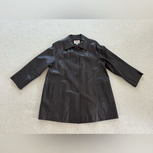 Talbots brown leather jacket coat - size 1X